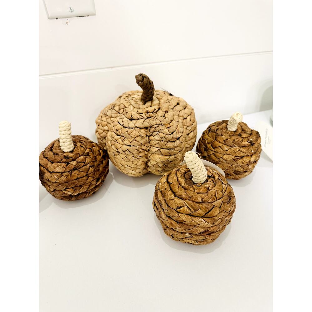 Woven Corn Husk Pumpkins by Threshold Set of 4